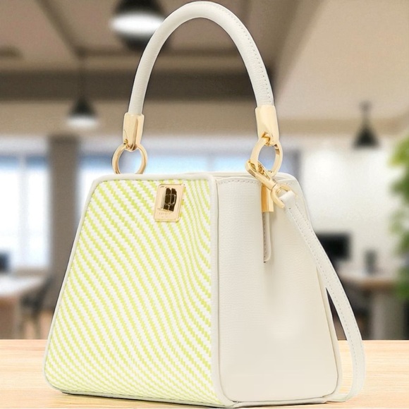 Kate Spade NWT Phoebe Straw Top Handle Crossbody Bag Lime Slush With Wallet - Picture 6 of 10